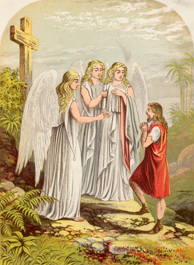 Christian perde il suo fardello, da Il progresso del pellegrino di John Bunyan da Alexander Francis Lydon